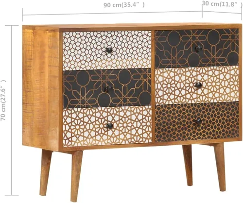 Miniatura 2 de vidaXL Aparador, aparador con patrón impreso, aparador de almacenamiento con cajones, armario lateral para sala de estar, comedor, mango de madera