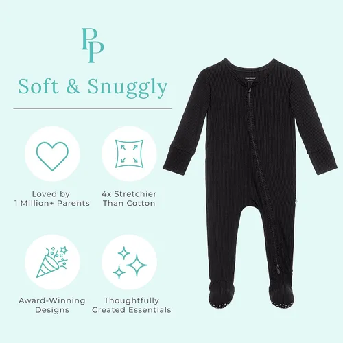 Miniatura 3 de Posh Peanut Pijama con pies para bebé, viscosa suave hecha de bambú con cremallera de 2 vías y mamelucos