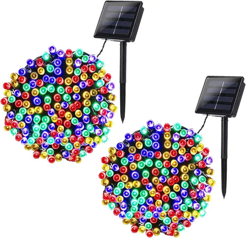Miniatura 16 de Joomer Luces solares de Navidad para exteriores, paquete de 2 unidades en total de 144 pies, 400 LED, 8 modos, impermeables, luces solares de Blanco