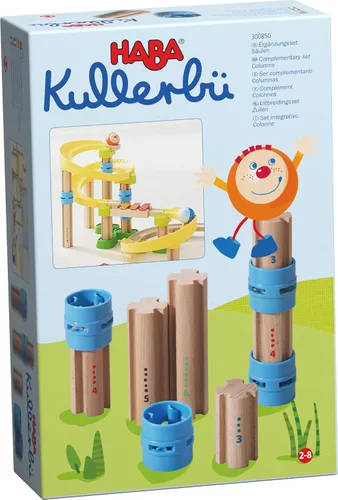HABA Ball Track Columns Expansion Juego de 10 piezas – Eleva tu aventura de pista de bolas Kullerbu – Juguetes STEM y juegos de construcción de