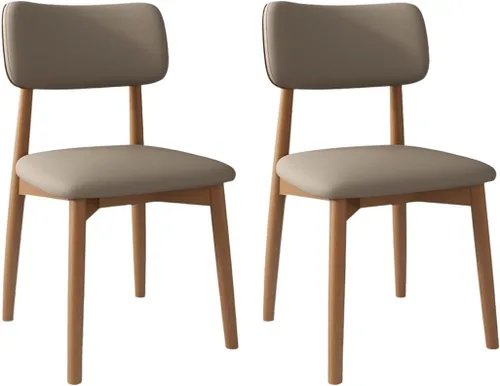 Miniatura 23 de YVYKFZD Solid Wood Dining Chairs, Kitchen Chairs Set with Curved Backrest, Leather Upholstered Dining Room Chair, Armless Living Room Chair, for