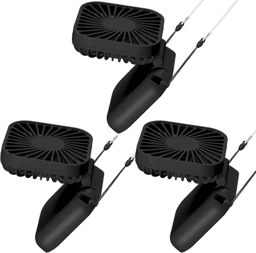 Hortsun 3 piezas de ventilador portátil de collar a granel, mini ventilador de mano personal recargable por USB, pequeños regalos de refrigeración