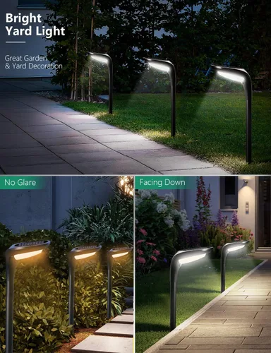 Miniatura 2 de Paquete de 2 luces solares para camino, luces solares de jardín para exteriores, impermeables, alimentadas por energía solar, luz de camino