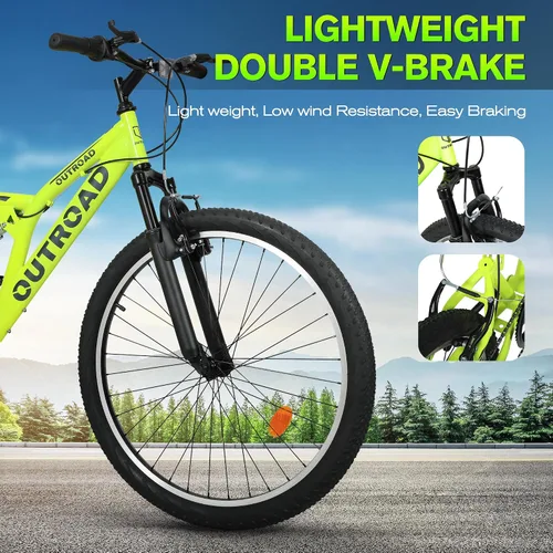 Miniatura 5 de Bicicleta de montaña para adultos, hombres y mujeres, 26 pulgadas 7 velocidades Mountian bicicleta con doble suspensión completa, doble freno V