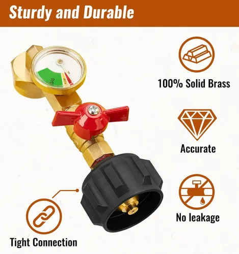 Miniatura 4 de CALPOSE Adaptador de Recarga de Propano con Válvula y Medidor, Llena Botellas de 1 Libra desde Tanque de 20 Libras, Compatible con Tanque de Propano