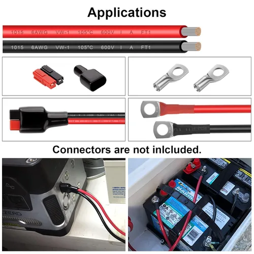 Miniatura 4 de Cable eléctrico de 10 AWG, cable de cobre estañado rojo y negro para audio de automóvil, automóvil, remolque, marina, luz LED