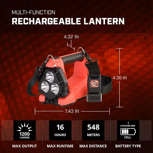 Miniatura 7 de Streamlight 44311 Vulcan 180 LED linterna recargable AC/DC cargador 1200 lúmenes, naranja - 1200 lúmenes