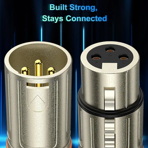 Miniatura 2 de J&D Cable de micrófono XLR, chapado en oro, resistente, equilibrado, de 3 pines, XLR macho a hembra, cable de micrófono de color para mezclador