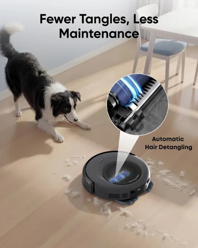 Miniatura 10 de eufy Robot aspirador Omni C20, 7,000 Pa, 60 días de autovaciado, lavado automático de trapeador, secado automático, 3.35 pulgadas ultra delgado