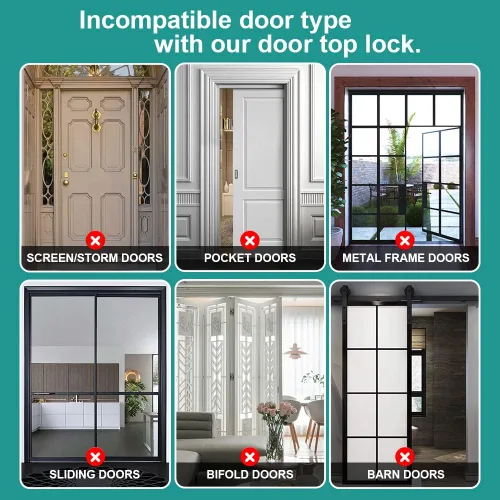 Miniatura 5 de TSMST Cerradura superior de puerta a prueba de niños, cerradura de puerta de seguridad con doble rodillo ajustable, evita arañazos, sólida y segura