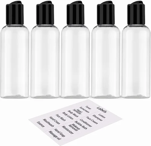 DNSEN Paquete de 5 Botellas de Viaje de 3.4 oz para Artículos de Tocador Aprobadas por TSA A Prueba de Fugas Contenedores de Botellas Vacías de