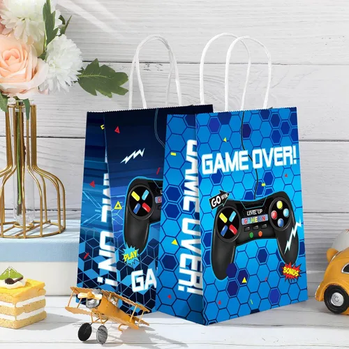Miniatura 6 de Clabby 16 bolsas para jugadores, recuerdos de fiesta de videojuegos, bolsas de regalo con asa para niños, decoración de fiesta de cumpleaños