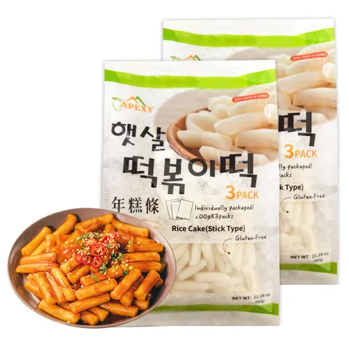 APEXY Tortas de arroz coreanas para Tteokbokki, auténticos palitos de pastel de arroz coreano masticables, sin gluten, veganos, sin OMG, pasteles de