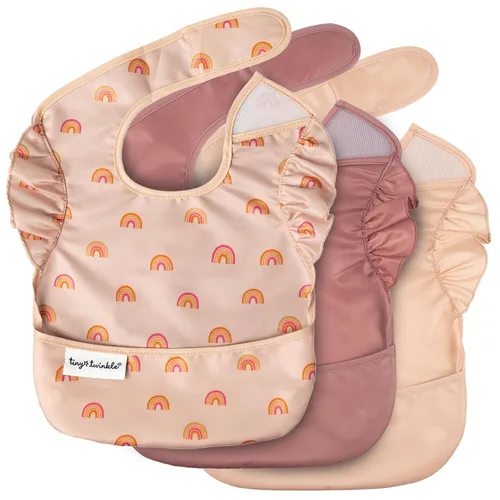 Miniatura 19 de Tiny Twinkle Baberos a prueba de derrames para bebés para comer Baberos impermeables y lavables para niños pequeños con bolsillo para todo Juego