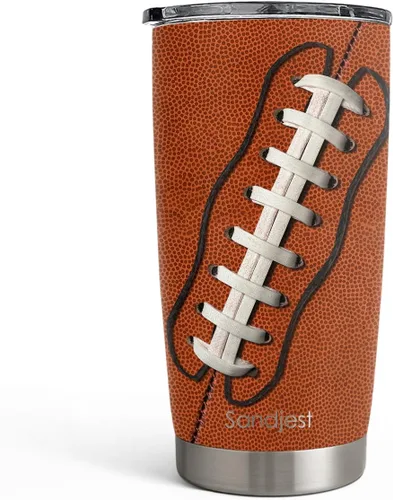 Miniatura 18 de SANDJEST Vaso de baloncesto con aislamiento de acero inoxidable de 20 onzas, taza de café de viaje, vasos deportivos, regalos para amantes