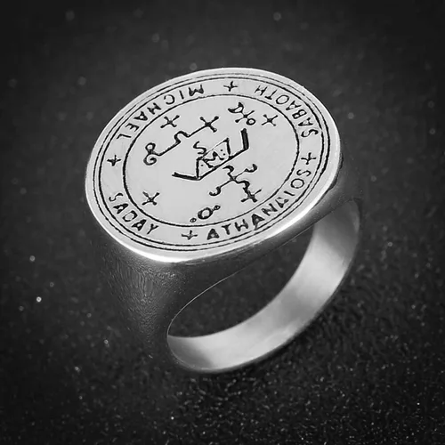 Miniatura 2 de HZMAN Anillo de acero inoxidable con sello del arcángel guardián Michael Talisman