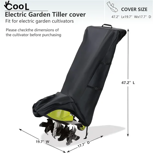Miniatura 2 de Okcool Cubierta de timbre eléctrica, resistente al agua, cubierta para cultivador Sun Joe Electric Garden Tiller, color negro