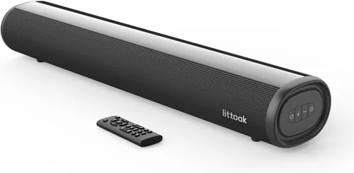 LITTOAK Barra de sonido para TV, barra de sonido BT 5.0, barras de sonido de 50 vatios y 16 pulgadas para audio doméstico, juegos, proyectores,