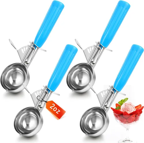 Miniatura 19 de Reallnaive 2 Cucharas para Galletas con Liberación, Cuchara para Helado con Liberación por Gatillo, Cuchara de Porción de Acero Inoxidable