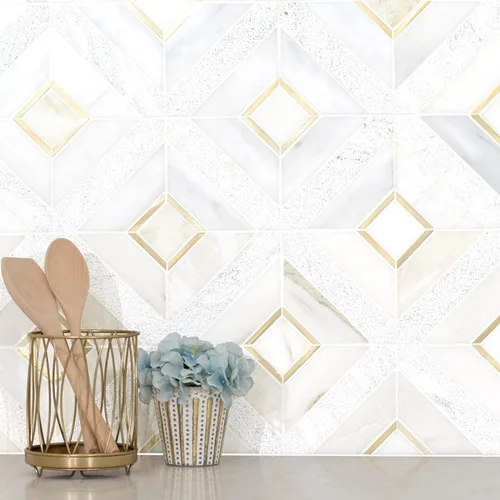 Miniatura 11 de MSI Verona Patrón Dorado 12 pulg. x 12 pulg. Azulejo de Mosaico de Mármol Montado en Malla para Pared de Baño, Piso, Salpicadero de Cocina y Verona