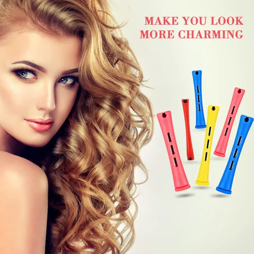 Miniatura 6 de 48 piezas de varillas para el cabello permanente, varillas cortas de onda fría de plástico, planchas para rizar el cabello, rodillos para rizar
