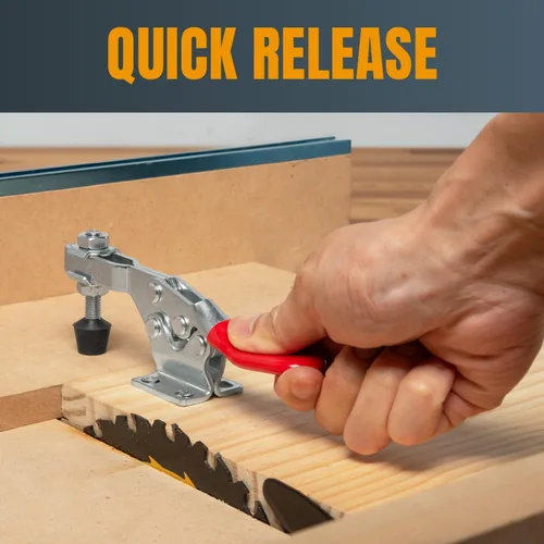Miniatura 4 de POWERTEC 1PK Abrazadera de palanca, capacidad de 500 lbs, 225D Abrazaderas de liberación rápida horizontales con punta de presión de goma