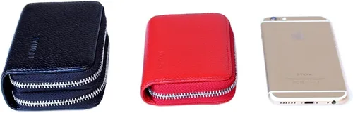 Miniatura 5 de Women's Leather RFID Zipper Card Wallet Small Purse with Id Window