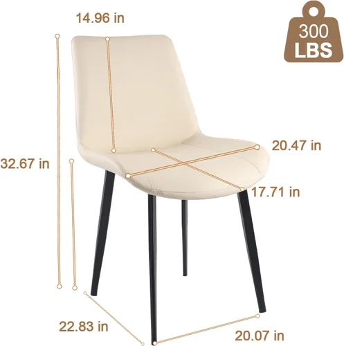 Miniatura 3 de Sillas de Comedor, Sillas de Comedor Modernas de Cuero PU, Sillas de Comedor con Patas de Metal Resistentes, Sillas de Cocina con Asiento Tapizado