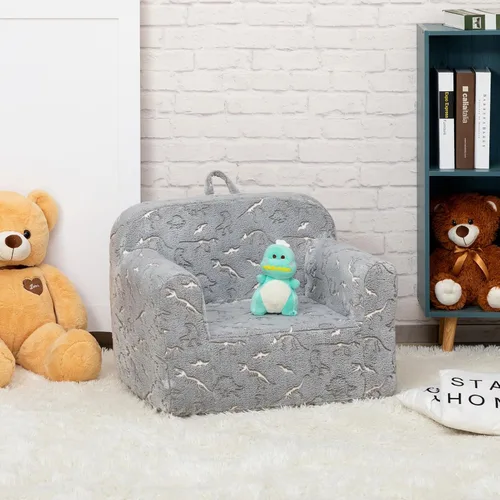 Miniatura 8 de ALIMORDEN Silla de Espuma Ultra-Suave para Acurrucarse para Niños, con Patrón de Fósiles de Dinosaurios que Brillan en la Oscuridad, Sofá de Lectura