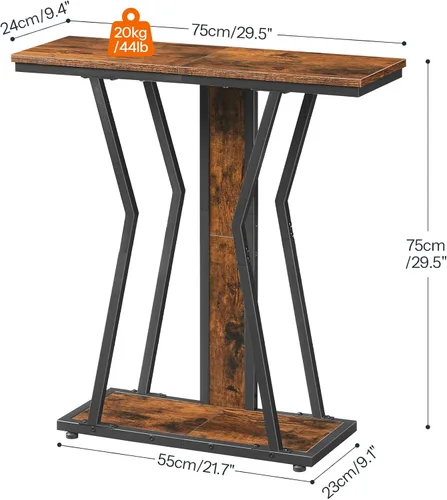 Miniatura 3 de HOOBRO BF66XG01 - Mesa consola estrecha de 29.5 pulgadas con almacenamiento, mesa de sofá de 2 niveles detrás del sofá, estilo moderno, para sala