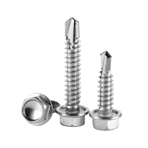 Miniatura 5 de Tornillos autorroscantes con cabeza hexagonal y arandela (Paquete de 100), tornillos Tek autorroscantes para chapa metálica, 410 de acero inoxidable
