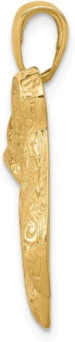 Miniatura 2 de Colgante de oro amarillo macizo de 14 quilates con dije de chi judío (larga vida), 1.063 in x 0.866 in, Metal