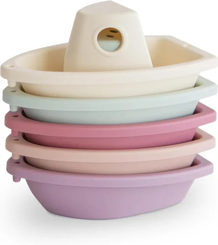 mushie Barco de Baño Apilable (Petalo) | Juguetes Flotantes para Bañera para Bebé y Niño Pequeño, Juego de 5 | Fabricado en Dinamarca