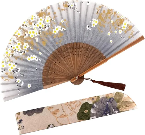 Abanico plegable de mano pequeño para mujeres, estilo vintage chino japonés, abanicos de bambú y seda para fiesta, boda, baile, decoración, regalo,