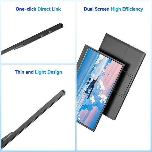 Miniatura 3 de Veout Monitor portátil de 15.6 pulgadas, 1080P USB-C HDMI Monitor de viaje ultradelgado con soporte, cuidado de los ojos, segunda pantalla externa