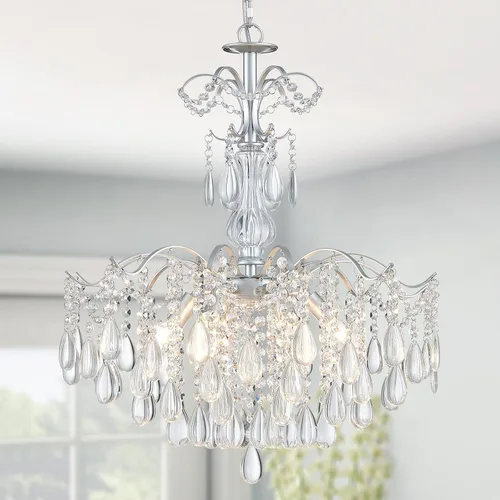 Miniatura 18 de WUZUPS Candelabro colgante de cristal con 5 luces, lámpara de techo moderna para dormitorio, pasillo, bar, cocina, baño, 20.3 pulgadas de alto