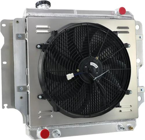 Radiador compatible con Jeep Wrangler TJ 2.4L-4.2L 1987-06, radiador de aluminio de 3 filas + cubierta de ventilador de 120 W + kit de relé de