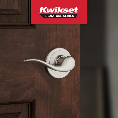 Miniatura 2 de Manija de puerta de paso interior Kwikset Tustin, palanca para puertas de armario y pasillo, manija reversible sin bloqueo, níquel satinado