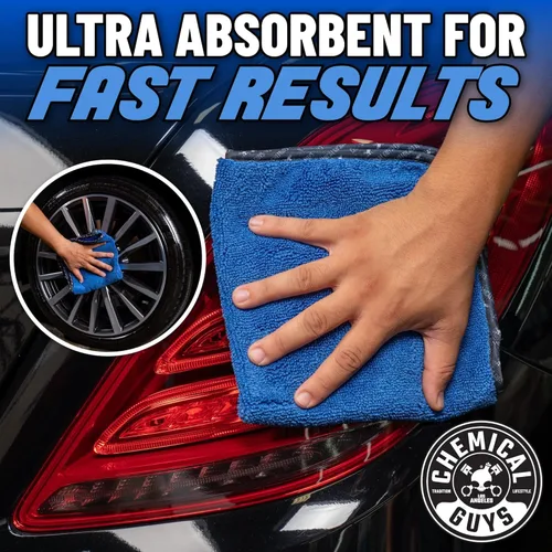 Miniatura 10 de Chemical Guys Toallas profesionales de microfibra de alta calidad para autos, azul, 16 x 16 pulgadas, paños ultra suaves y sin arañazos
