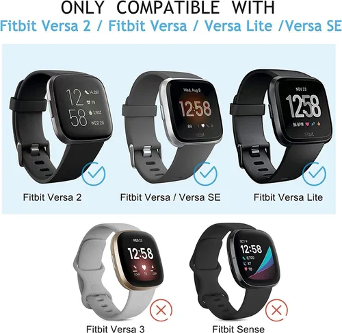Miniatura 3 de Paquete de 6 correas deportivas compatibles con Fitbit Versa 2 / Fitbit Versa / Versa Lite / Versa SE, correas de repuesto clásicas de silicona