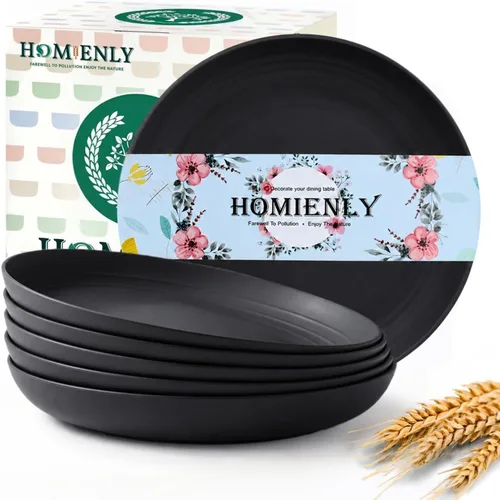Miniatura 17 de Homienly Juego de 6 platos pequeños de postre de 8 pulgadas, platos profundos de paja de trigo irrompibles para fiestas, campamento, microondas