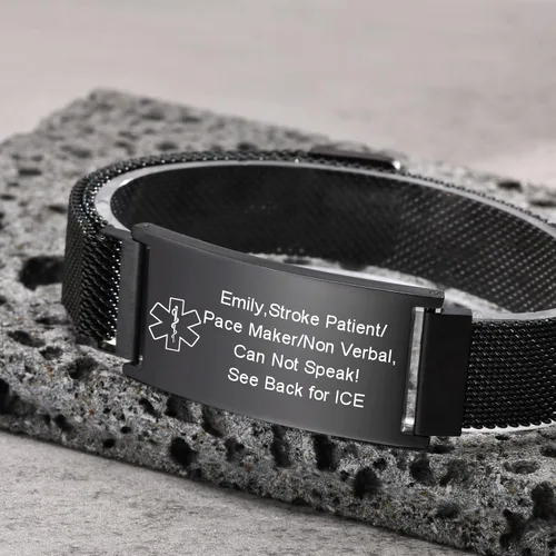 Miniatura 53 de VNOX Pulsera de identificación de alerta médica para hombres y mujeres, pulseras de alerta médica con grabado personalizado para mujeres y hombres