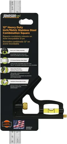 Miniatura 3 de Johnson Level & Tool 400EM-S Cuadrado combinado de metal métrico/profesional resistente, 12 pulgadas, plateado, 1 cuadrado (paquete de 5)