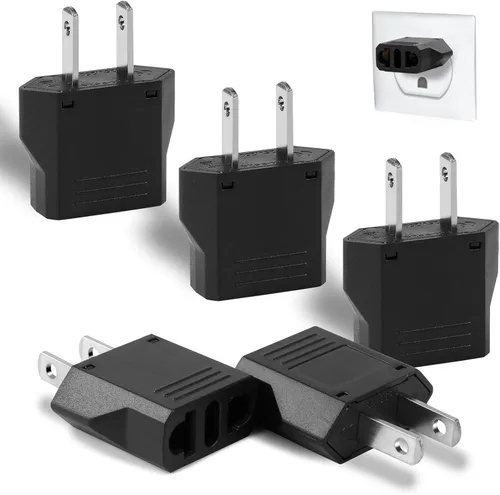 6 Pack Adaptador de Enchufe Europeo a EE. UU., Adaptador de Enchufe de Salida Europeo a Americano Pequeño para Viajes, Adaptador de Enchufe Europeo