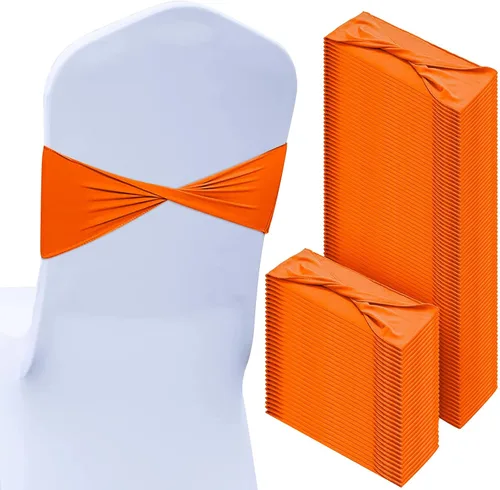 Miniatura 8 de CHENGU 100 piezas Cintas elásticas de elastano para sillas, lazos simples, bandas para sillas de boda real sin hebilla, decoraciones de cumpleaños