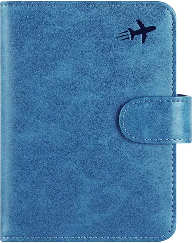 Miniatura 18 de Funda para pasaporte, cartera con bloqueo RFID, funda de piel para tarjetas, accesorios de viaje para mujeres y hombres, negro