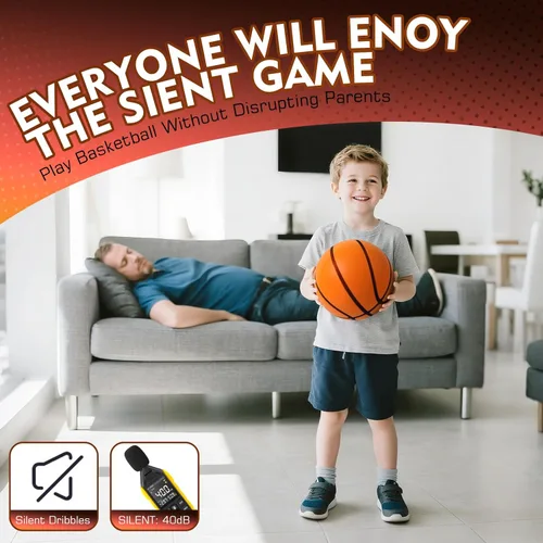 Miniatura 2 de Balón de baloncesto silencioso tamaño 3, bola de espuma sin ruido para entrenamiento en interiores, balón sin sonido con diseño ranurado de alto