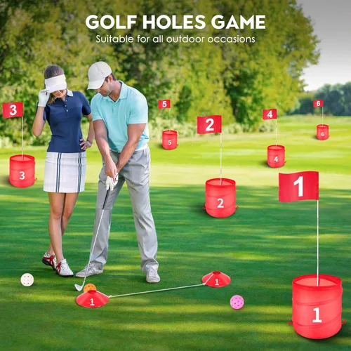 Miniatura 4 de Juego de cubo de golf al aire libre, juguetes de práctica de golf para familia, adultos y niños, campo de golf portátil para patio trasero, césped