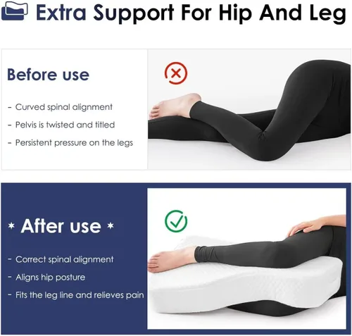 Miniatura 2 de Almohada de piernas para dormir de lado, almohada de rodilla de espuma viscoelástica para dormir de lado, almohada de elevación de piernas