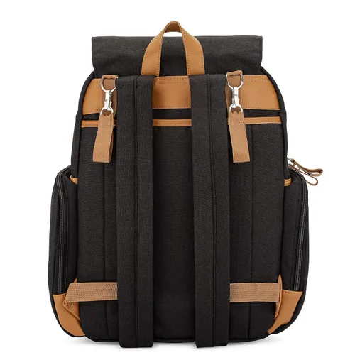 Miniatura 8 de Parker Baby Co. Mochila para pañales - Bolsa de pañales grande con bolsillos aislados, correas para cochecito y cambiador - Bolsa de abedul - Negro
